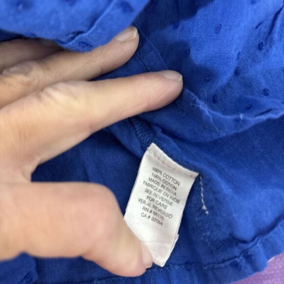 Free People Smocked Embroidered Ruffles Tunic Royal Blue Sz 4 - Picture 12 of 13